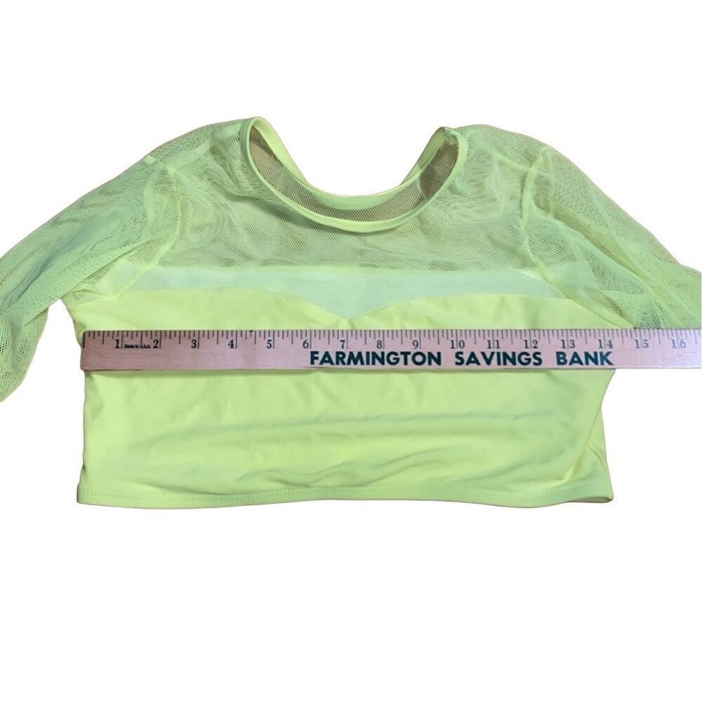 Fashion Nova Neon Yellow Long Sleeve Mesh Bikini Set - Picture 2 of 7